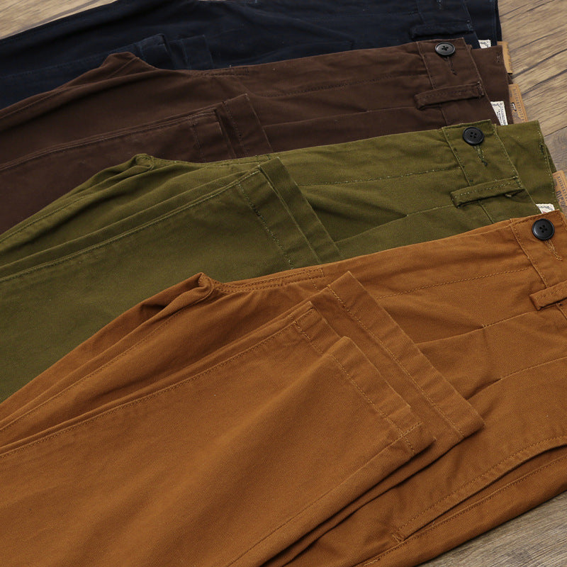 Autumn Cotton Straight Cargo Pants Men's
