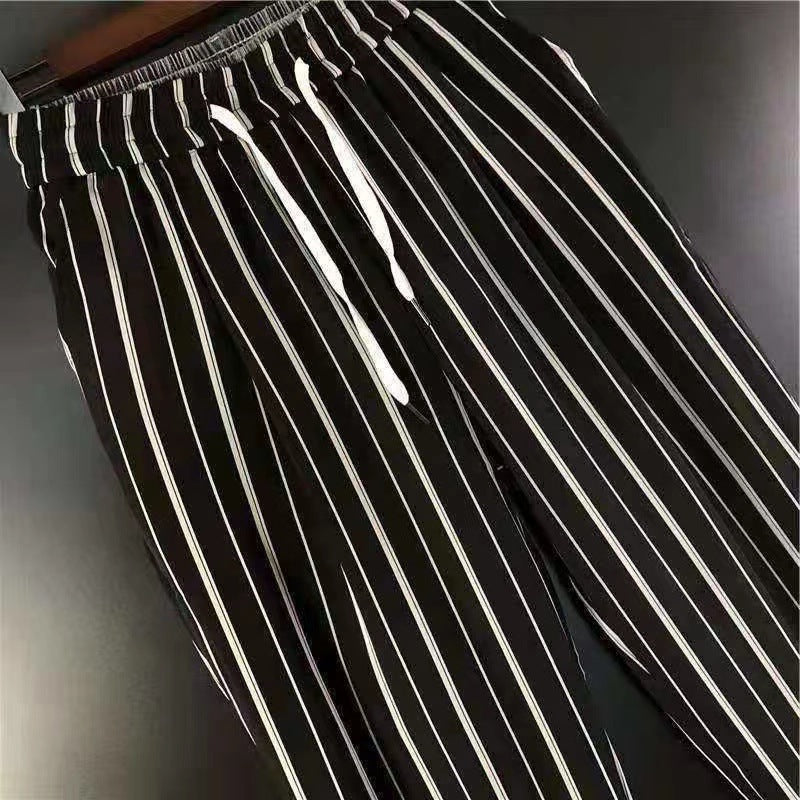 Stripes Harem Pants Loose Casual Ankle Tied Personality Trendy Skinny Pants