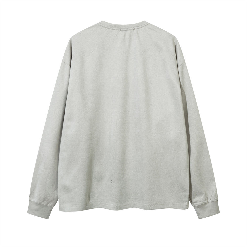Double Zipper Stitching Long Sleeve Loose-fitting Casual Round-neck