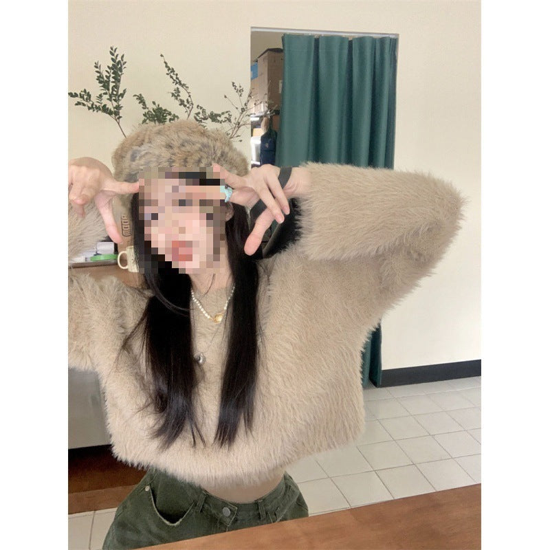 Idle Style Soft Glutinous Mink Sweater Women