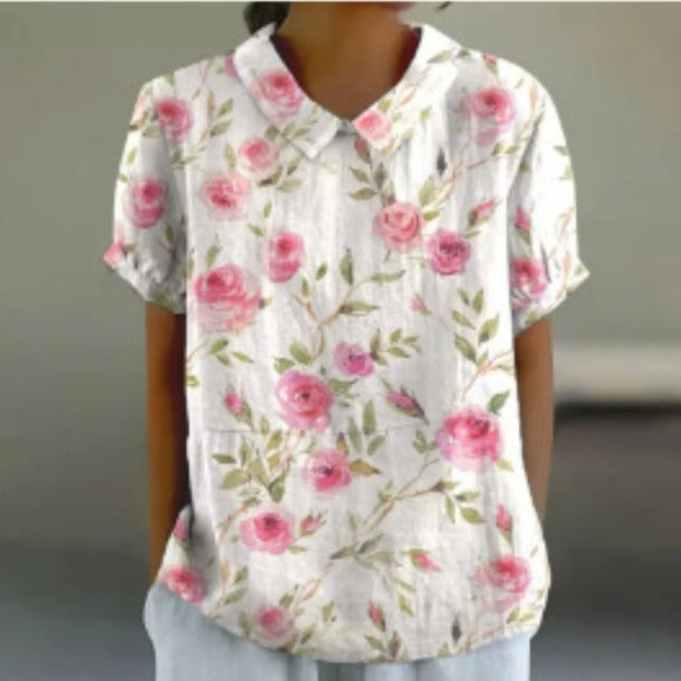 Loose Printed Crew Neck Casual Plus Size Pullover Women's Clothing