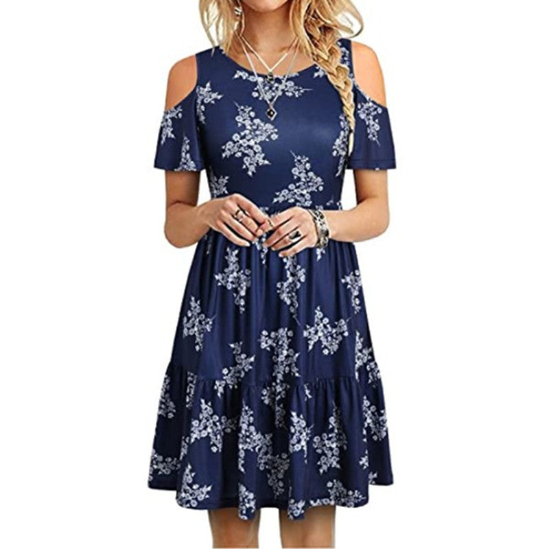 Women's Fashion Short Sleeve Off-shoulder Dress