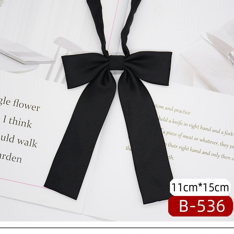 JK Tie Black Gray Plaid Striped Girl Bow