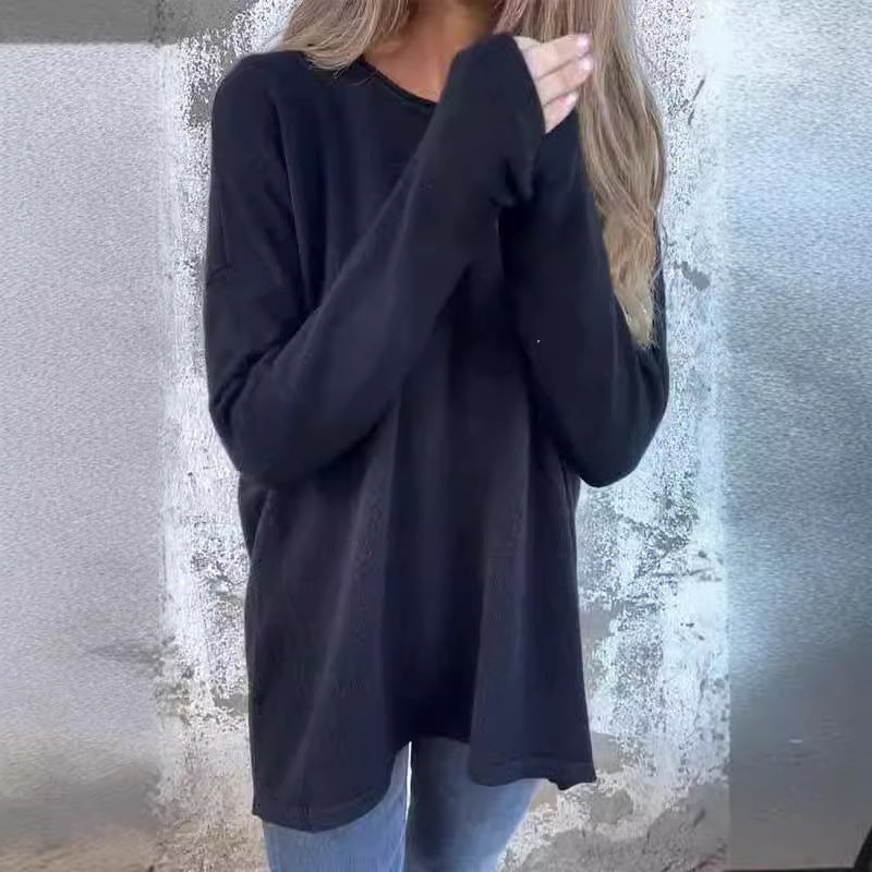Women's Round Neck Long Sleeve T-shirt Top