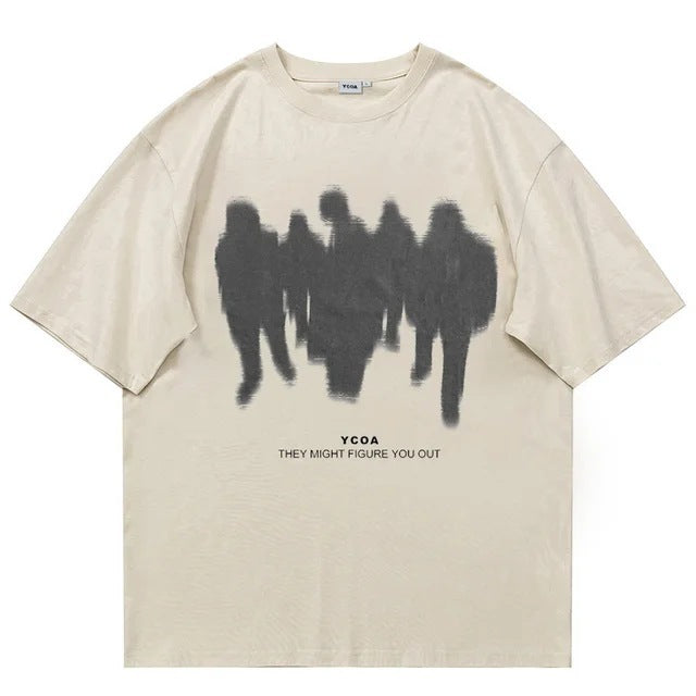 Oversized Shadow Cotton Harajuku Fashion Short Sleeve