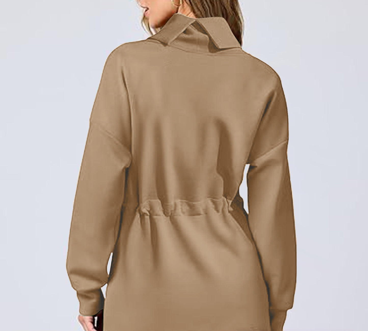 Drawstring Waist-tight Sweater Mid-length Women's