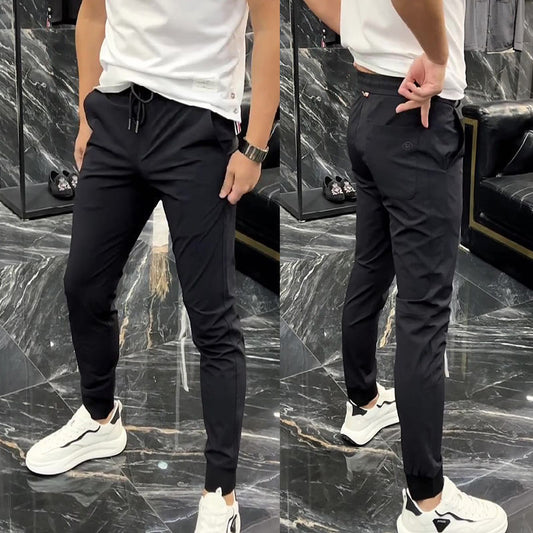 Slim Fit Casual Pants Thin Pure Color Ice Silk Sports Pants