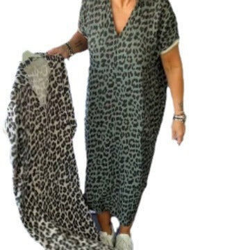 Women's Spring And Summer Leopard Print Dress Thread Cuff
