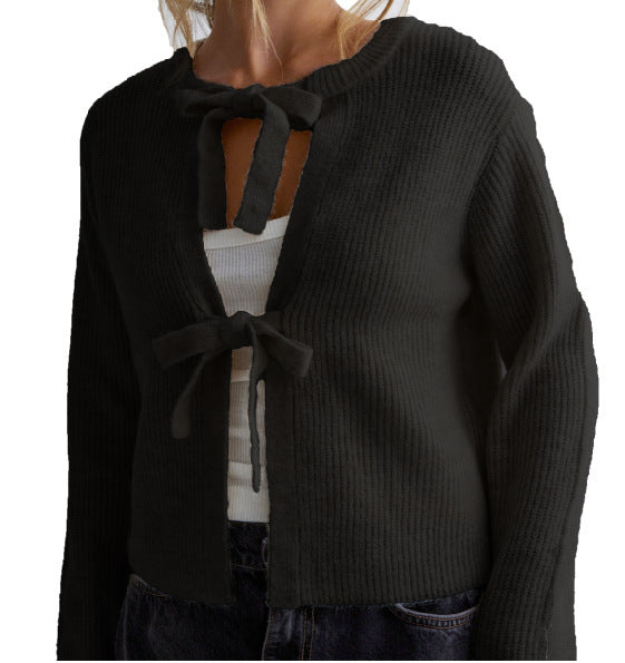 Women's Top Drawstring Cardigan Loose Sweater