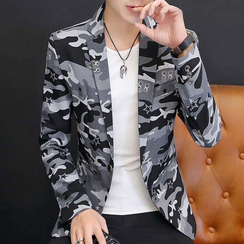 Men's Casual Camouflage Small Suit
