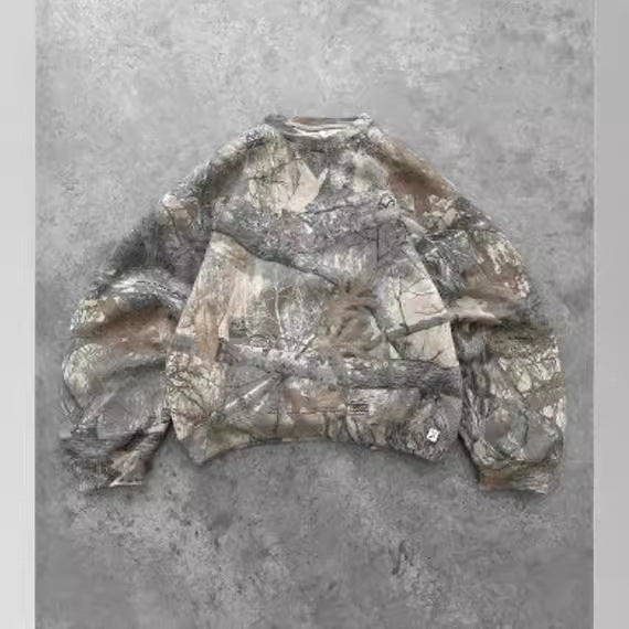 Round Neck Drop-shoulder Sleeve Branch 3D Digital Printing Sweater