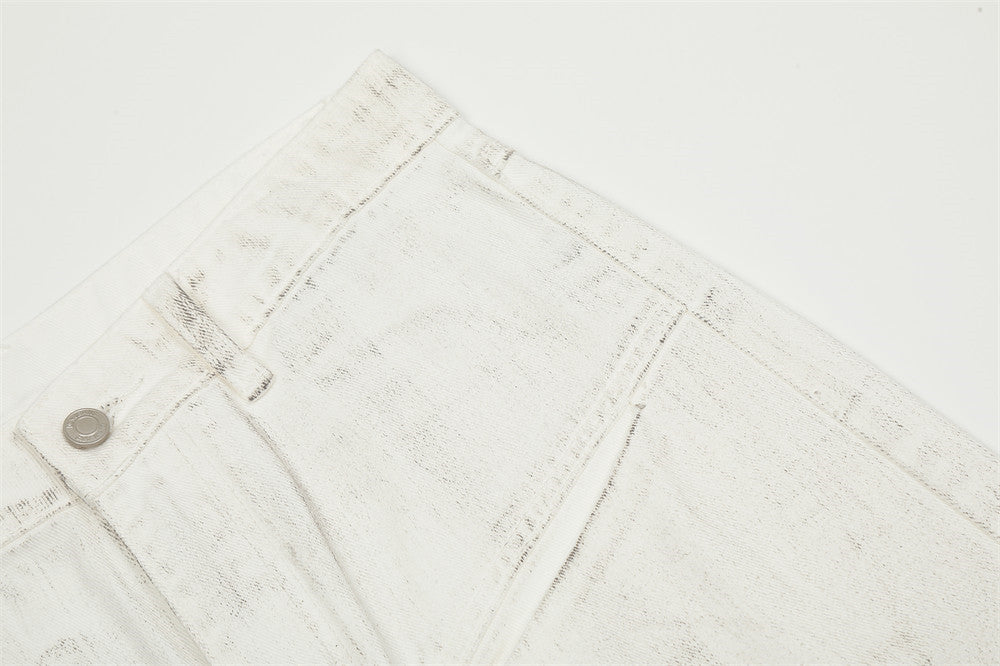 Men's Loose-fit Patchwork Cropped Jeans
