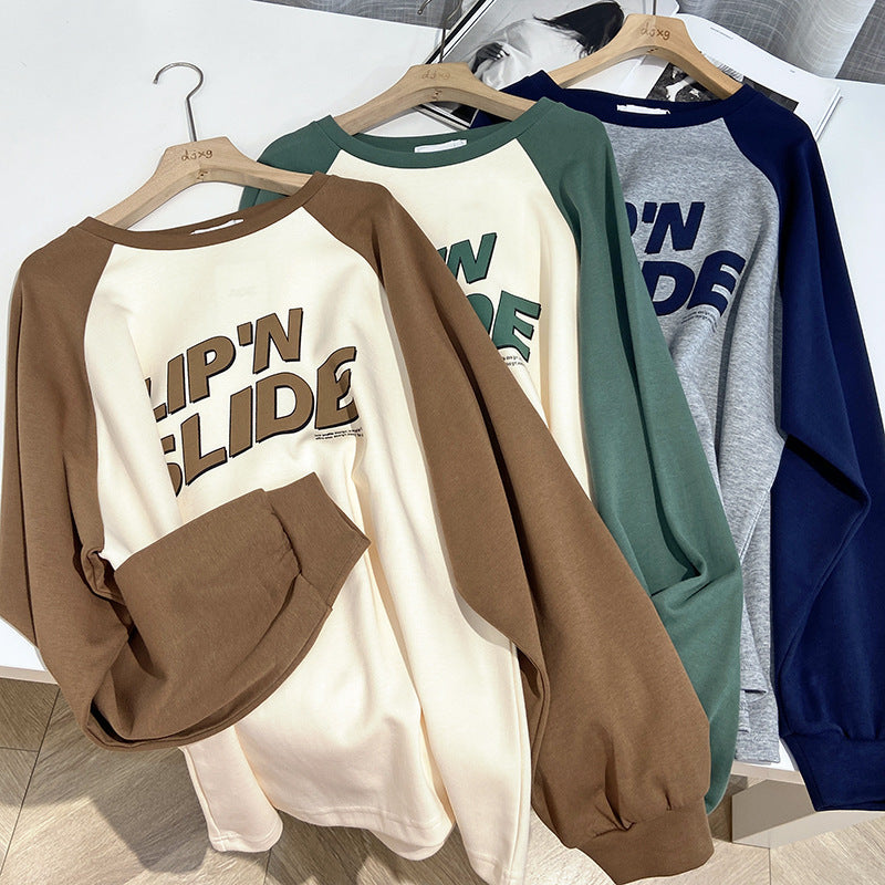 Slimming Long Sleeve All-match Raglan Top