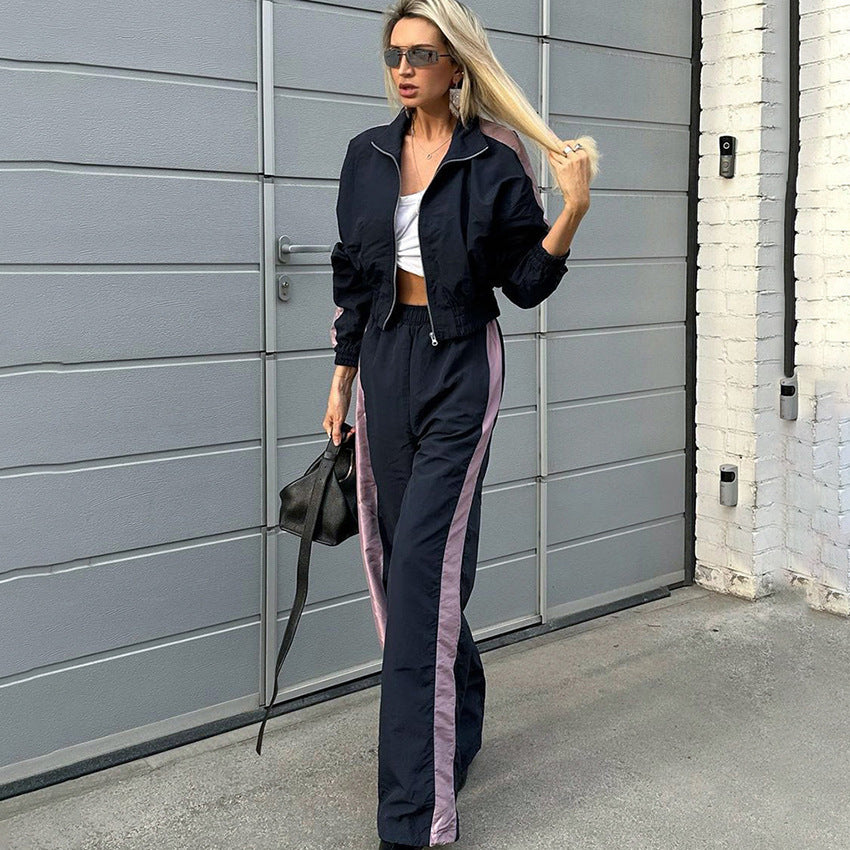 European And American Contrast Color Personality All-matching Fashion Casual Sports Suit