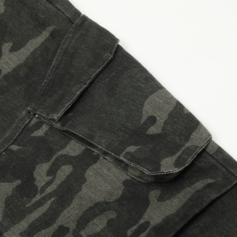 Men's Outdoor Camouflage Multi-pocket Design Sense Baggy Straight Trousers