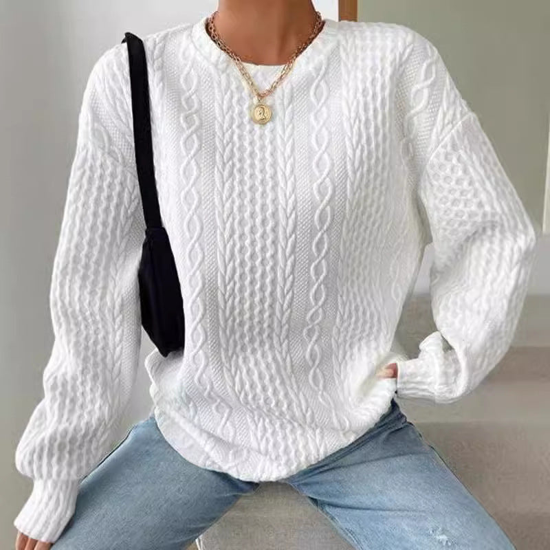 Women's Casual And Comfortable Jacquard Round Neck Sweater