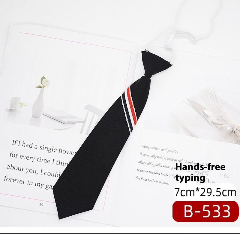 JK Tie Black Gray Plaid Striped Girl Bow