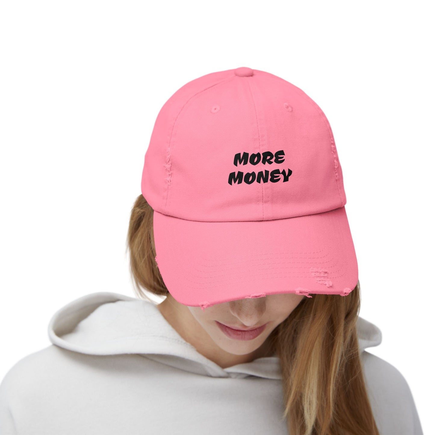Unisex Distressed Cap - More Money Fashion Hat for Everyday Style