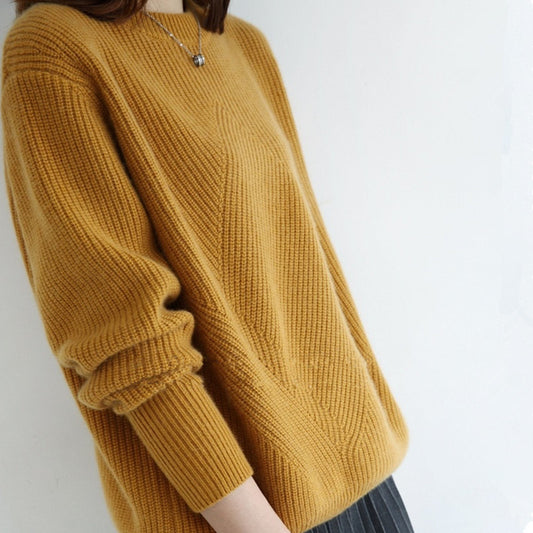 Solid Color Loose-fitting Large Size Knitted Bottoming Shirt