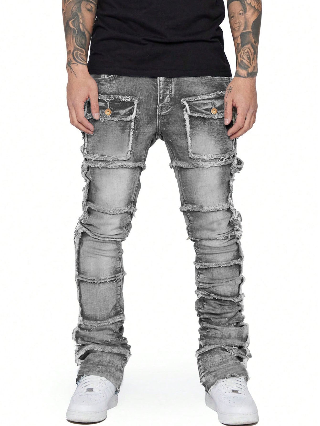 Men's Denim Straight-leg Overalls European And American Fashion