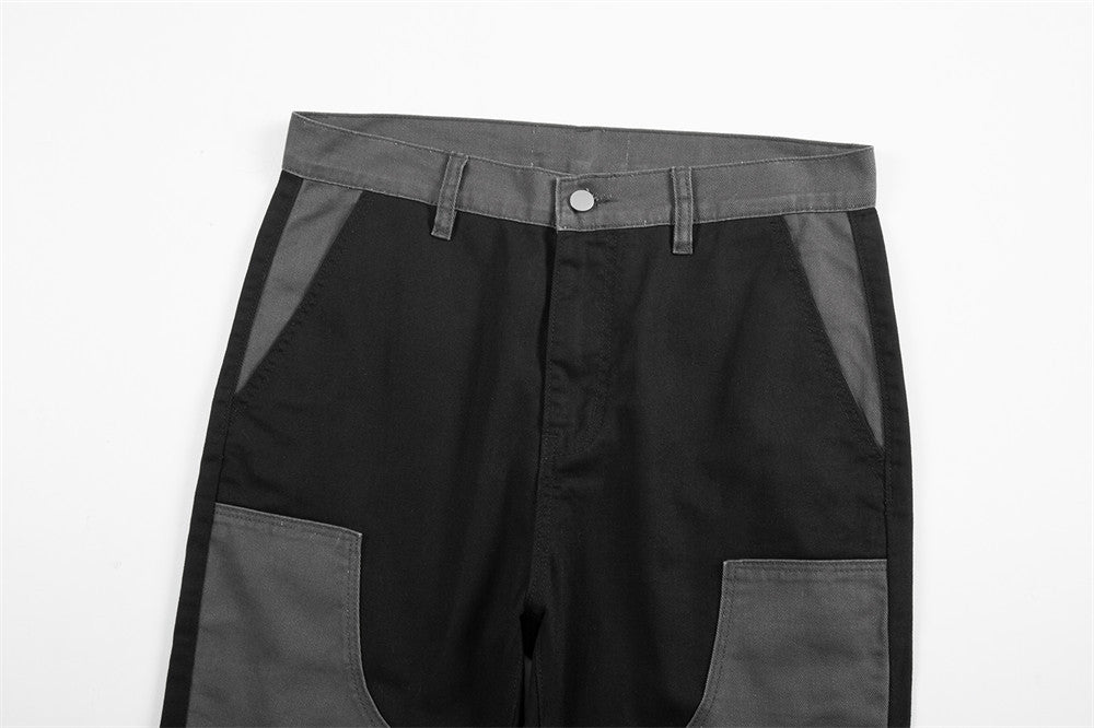 Contrast Color Split Stitching Logging Pants Men's Hip Hop High Street