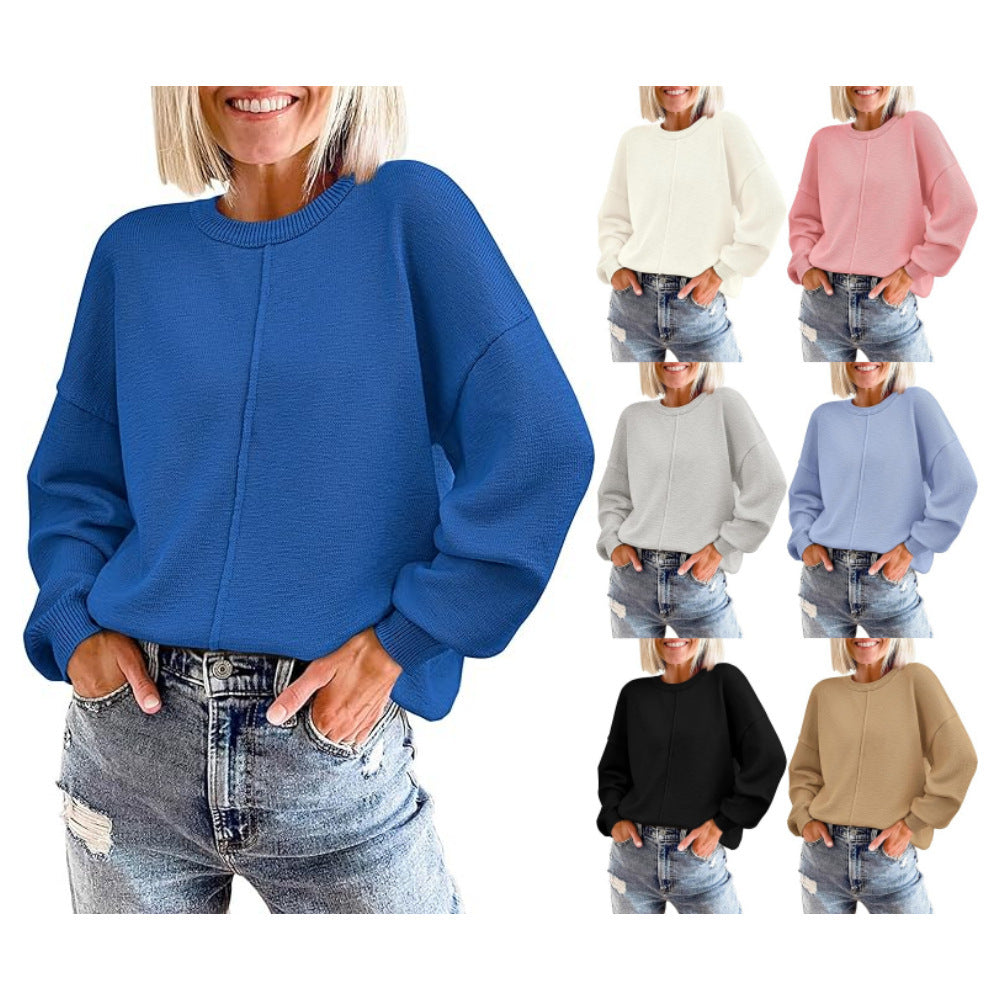 Simple Women's Top Round Neck Solid Color