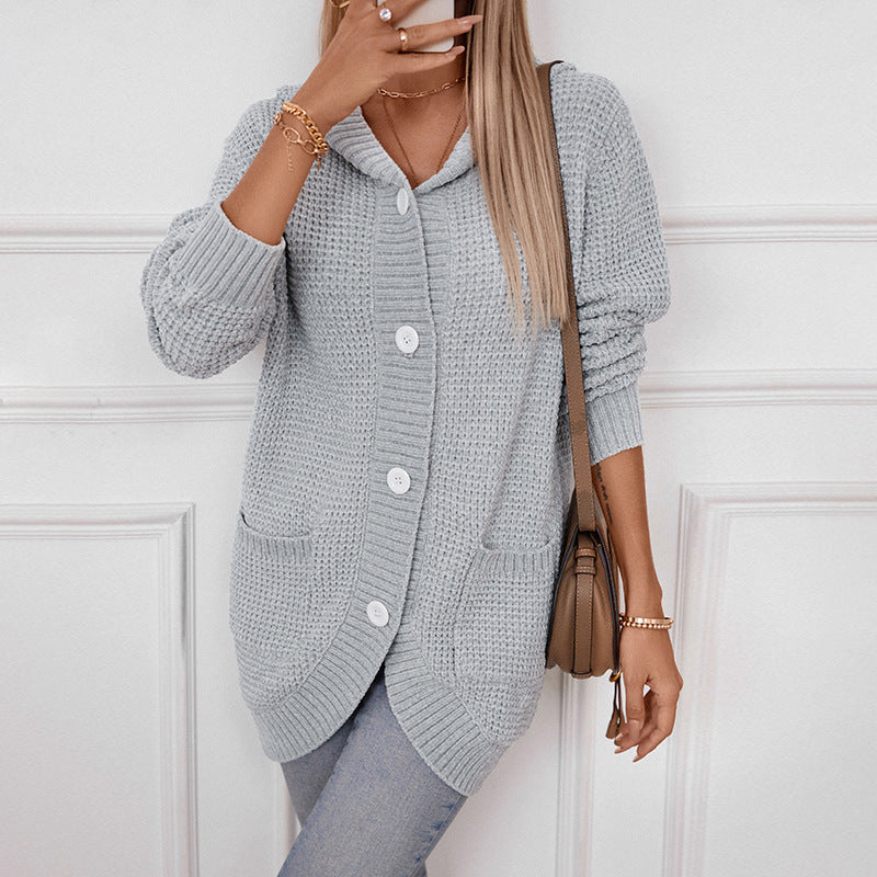 Women's Knitwear Hooded Loose Mid-length Sweater