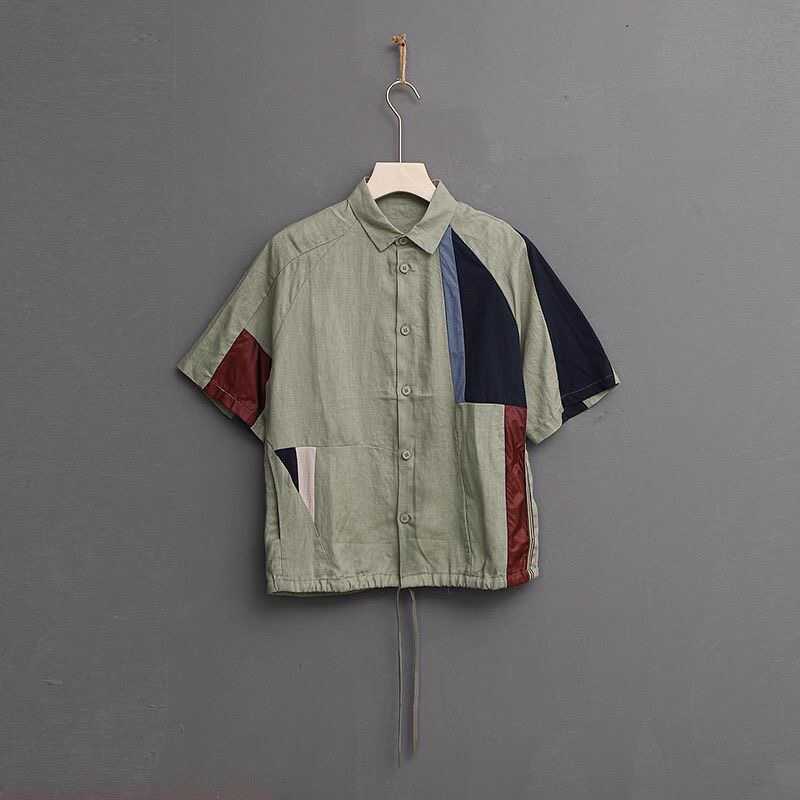 Men's Trendy Contrast Color Stitching Half Sleeve