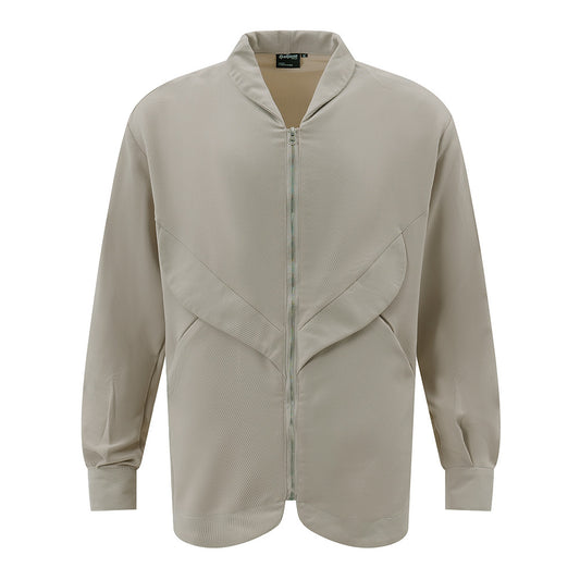 Solid Color Casual Long Sleeves Shirt Men's Personality Stitching