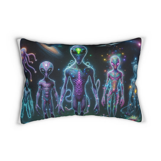 Galactic Alien Lumbar Pillow - Cosmic Home Decor for Sci-Fi Lovers