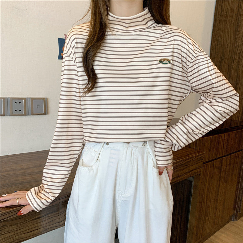 Versatile Loose Korean Style Striped Long Sleeve