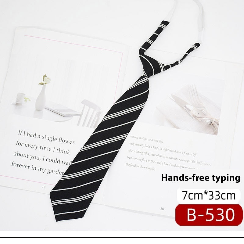JK Tie Black Gray Plaid Striped Girl Bow