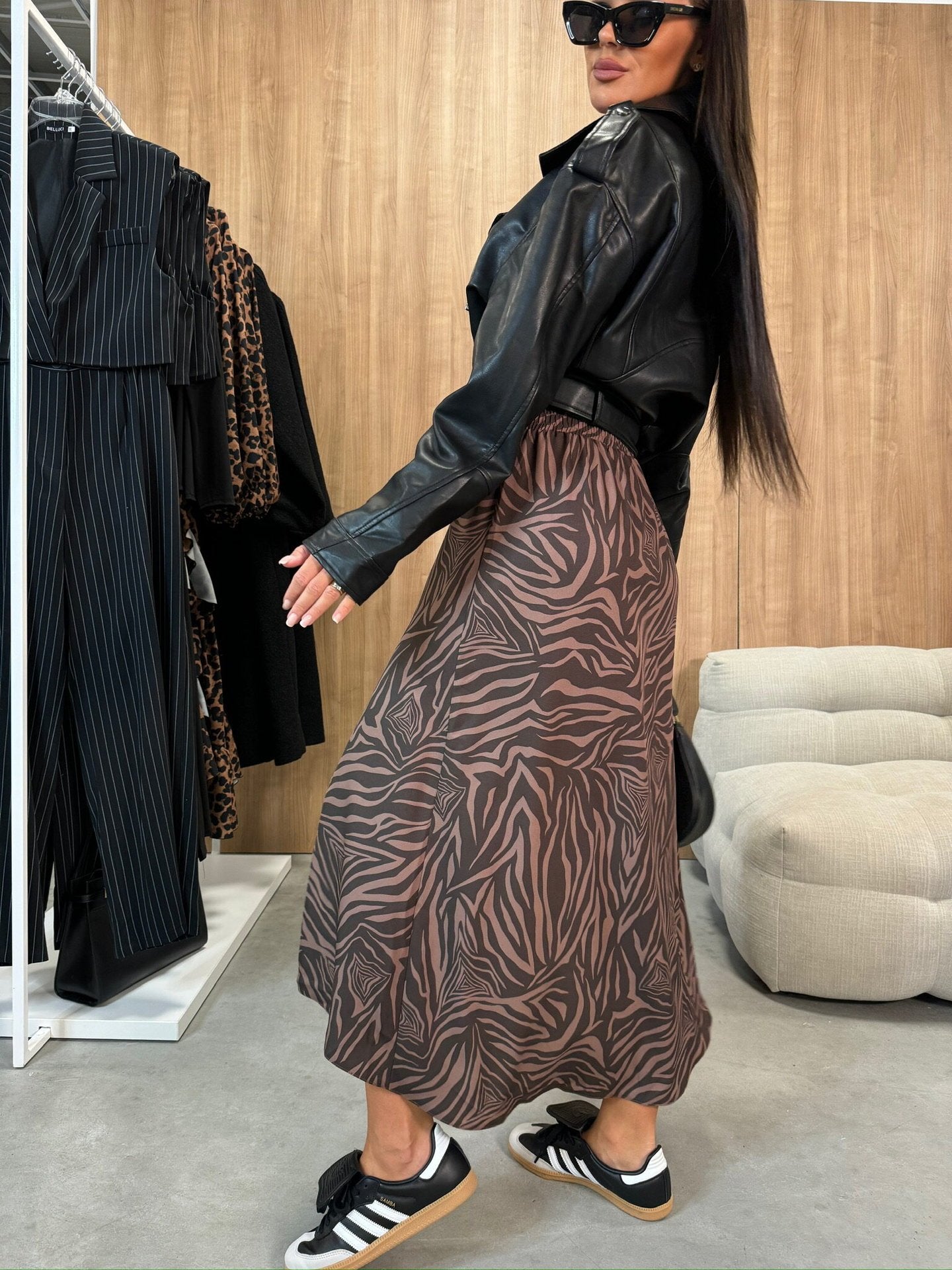 Fashion High Waist Slit Printed Skirt Women's Clothing