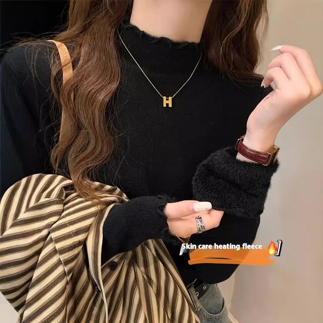 Single-layer Fleece-lined Mink Sweater Women