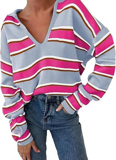 College Style Striped Knitted Striped Long Sleeve
