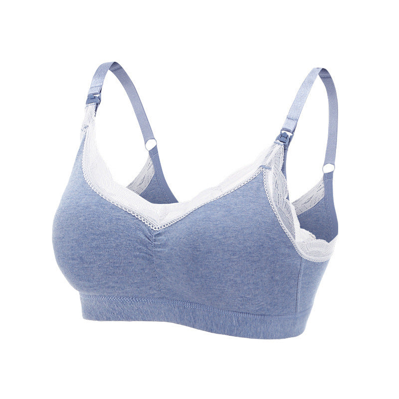 Pregnant Women's Small Lace Chest Cotton Nursing Bra Without Steel Ring