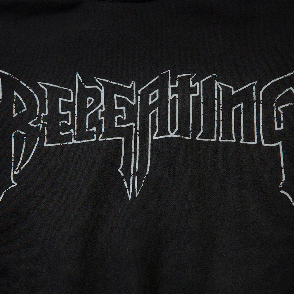 Distressed Dirty Inkjet Design Casual Punk Hooded Pullover Tops