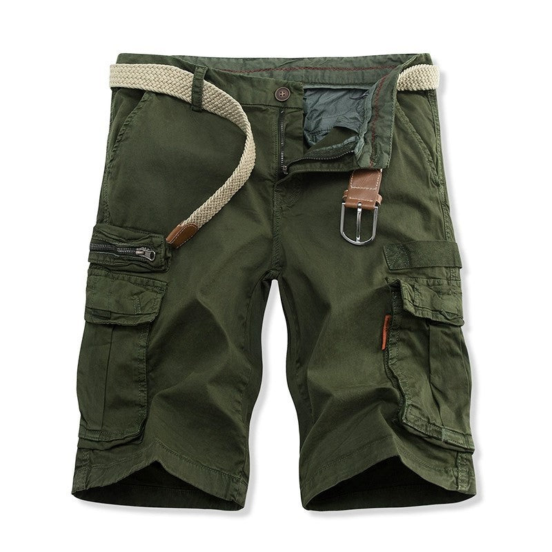 Overalls Men's Foreign Trade Wholesale New Casual Pants Men's Solid Color Multi-pocket Plus Size Fifth Pants