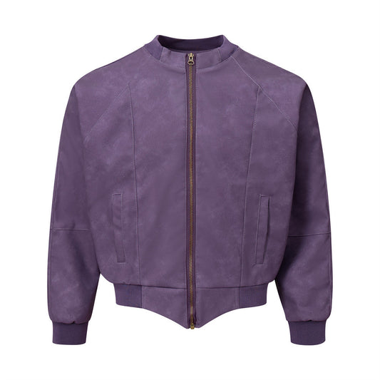Motorcycle Leather Clothing Men's Bat Sleeve Design Sense Baggy Coat