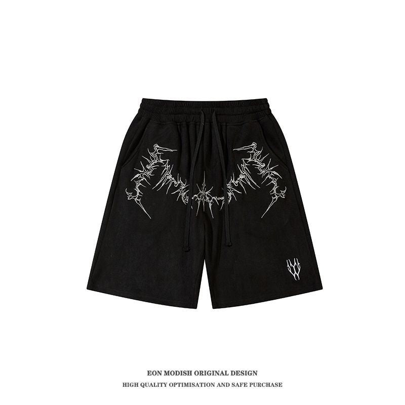 New Real Shot American Fashion Brand Suede Embroidered Shorts
