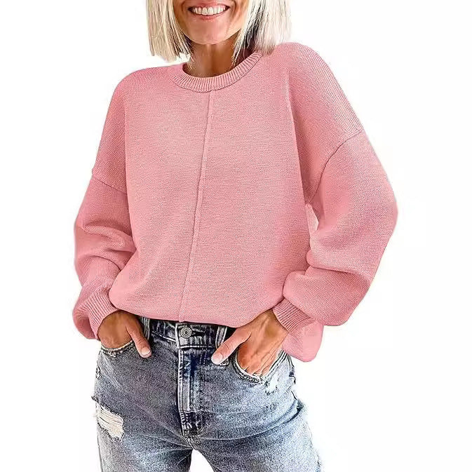Simple Women's Top Round Neck Solid Color