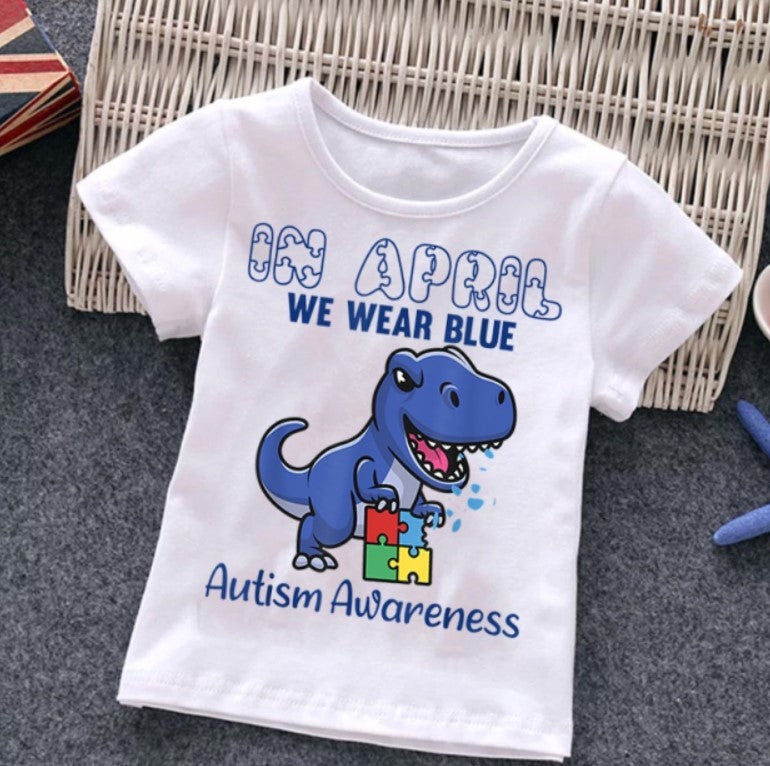 Cartoon Puzzle T-shirt Summer Clothes
