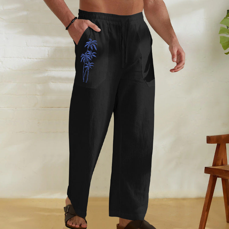 European And American Straight Loose Printed Chinese Style Pants