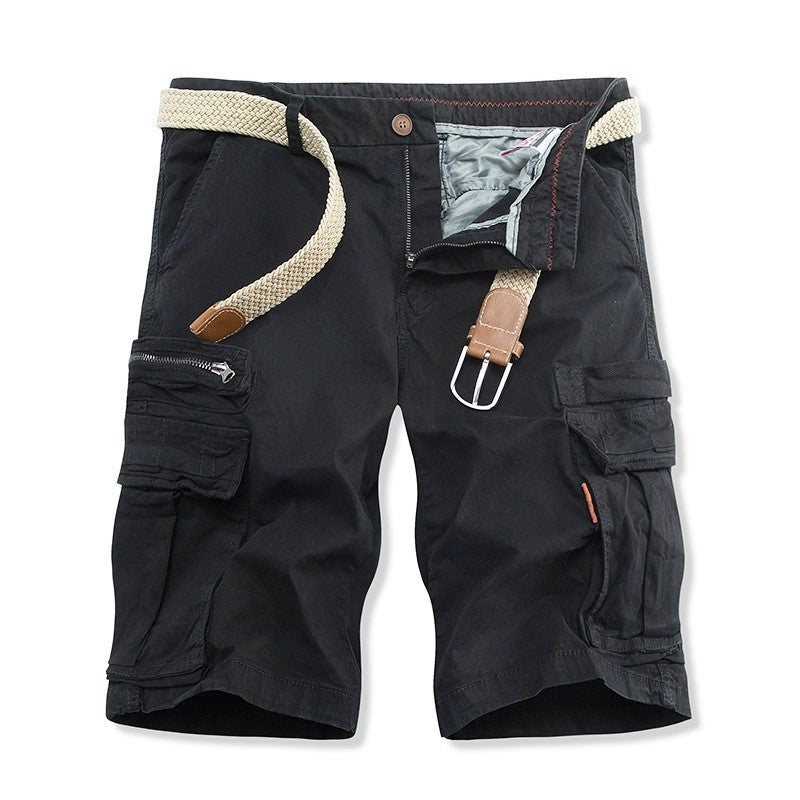 Overalls Men's Foreign Trade Wholesale New Casual Pants Men's Solid Color Multi-pocket Plus Size Fifth Pants