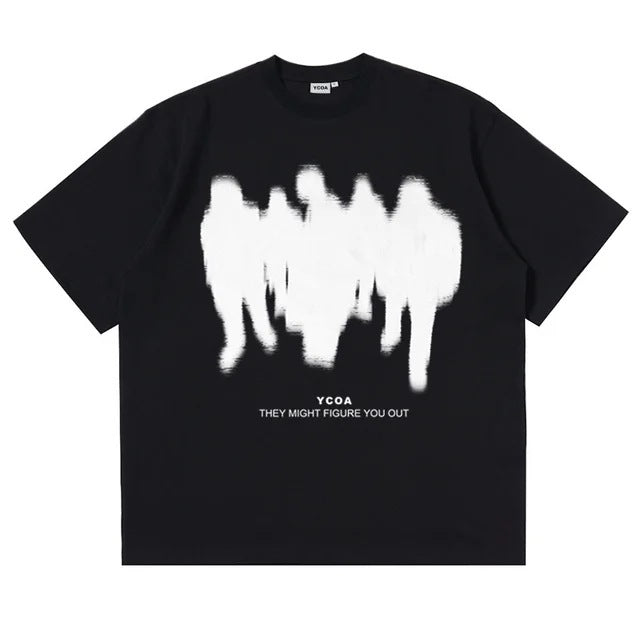 Oversized Shadow Cotton Harajuku Fashion Short Sleeve