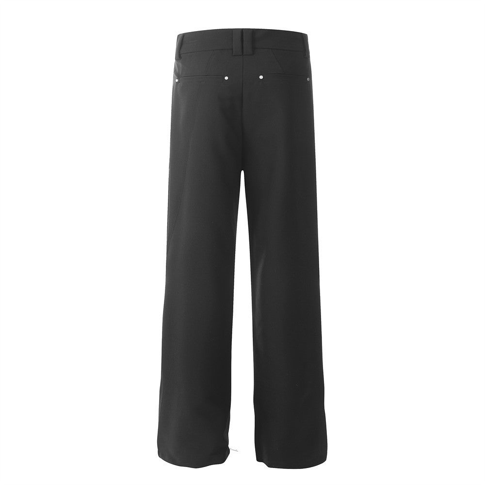 Men's Loose Solid Color Leg Zipper Bootcut Trousers