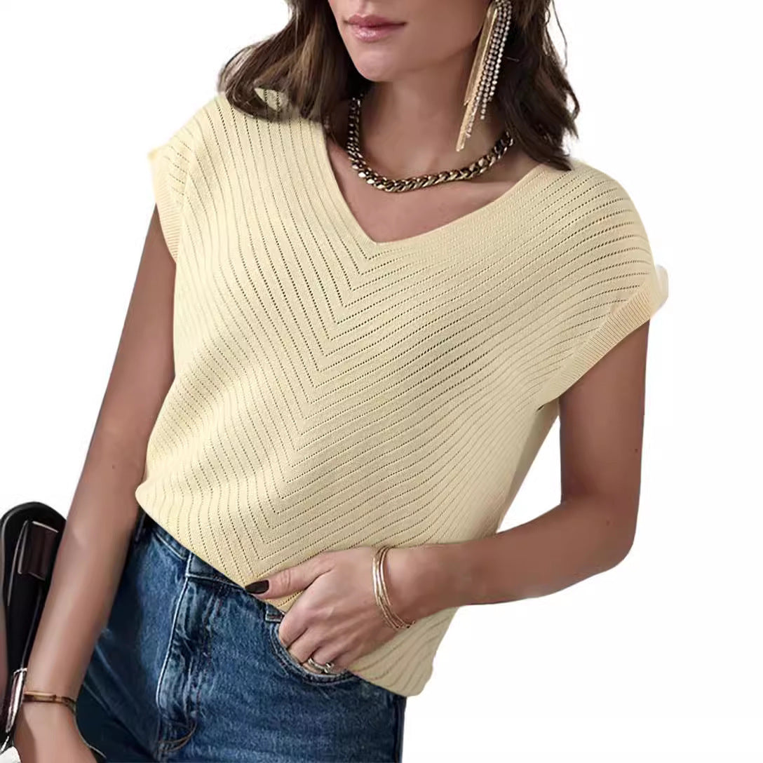 Sleeveless Sweater V-neck Ruffle Sleeve Summer Vest