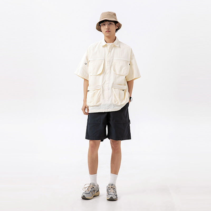 Men's And Women's Same Multi-pocket Shirt Top
