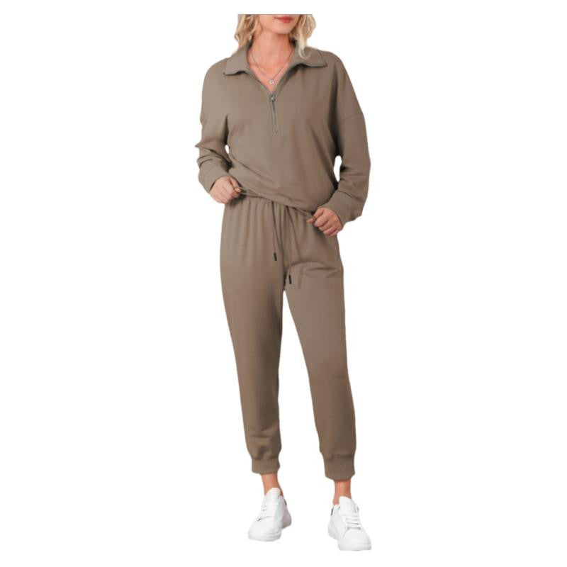 Solid Color Casual Sports Suit European And American Fashion Long Sleeve Pullover Trousers