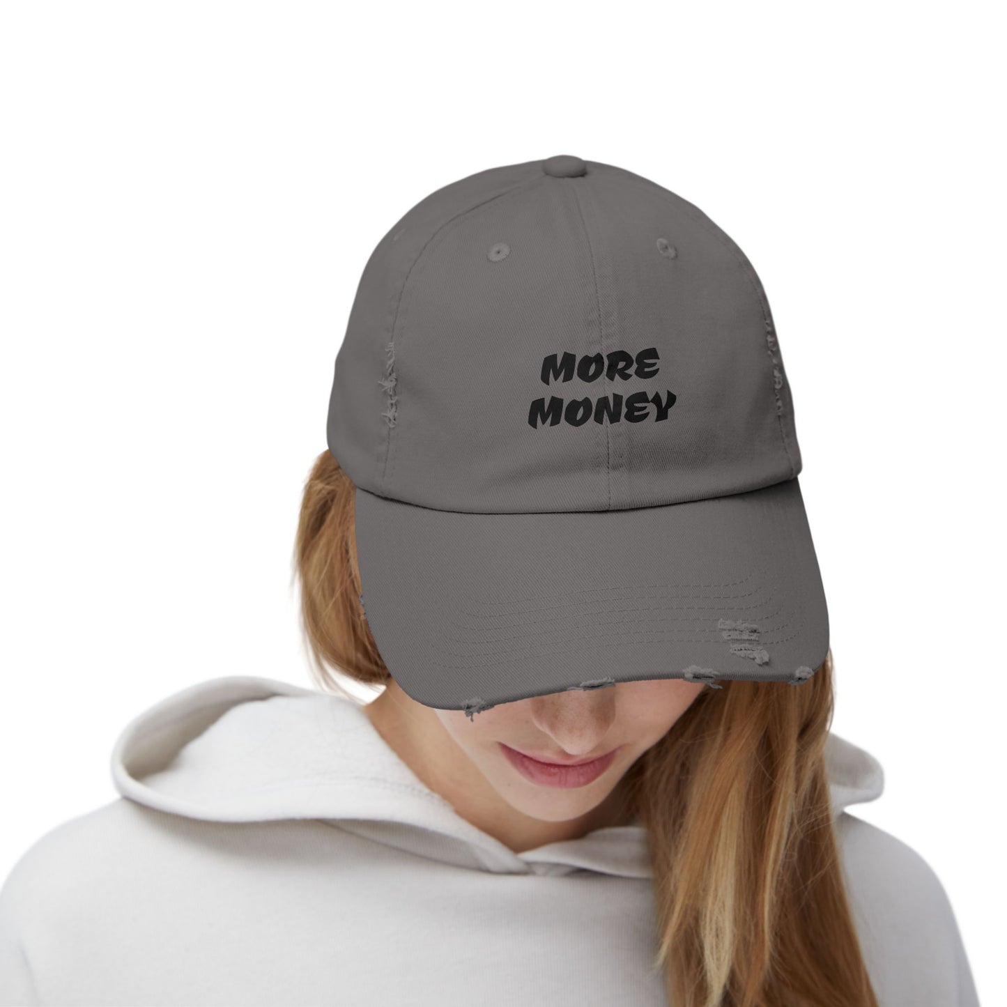 Unisex Distressed Cap - More Money Fashion Hat for Everyday Style